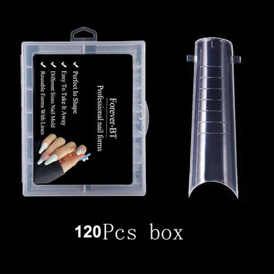 120Pcs Dvostruki oblici Sustav produžavanja noktiju za višekratnu upotrebu Umjetni nokti Savjeti za brzu izgradnju Poli UV gel gornji kalup Gornji oblici za nokte