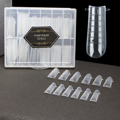 120Pcs Dvostruki oblici Sustav produžavanja noktiju za višekratnu upotrebu Umjetni nokti Savjeti za brzu izgradnju Poli UV gel gornji kalup Gornji oblici za nokte