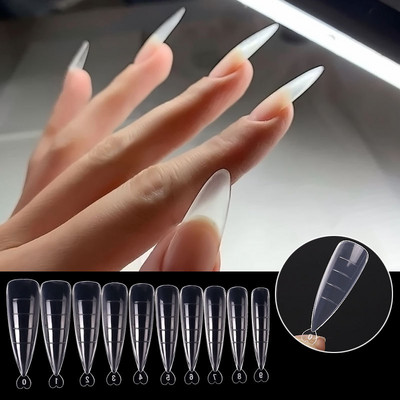 100 бр. Съвети за бързо изграждане на мухъл за нокти Двойни форми за нокти Удължаване на пръсти Nail Art UV Extend Gel Finger Stiletto Nails