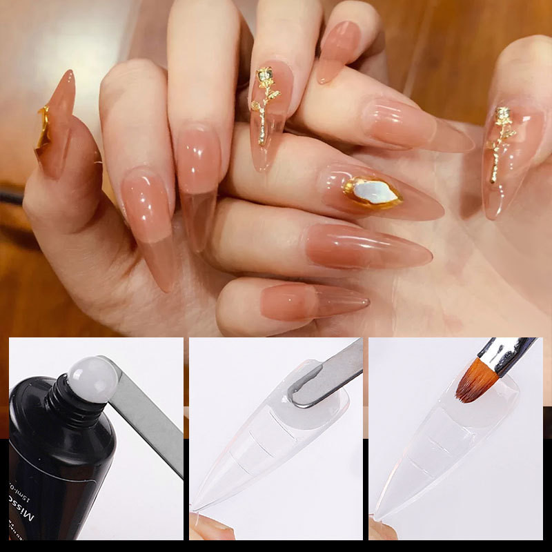 100 db Gyorsan építő körömforma tippek Köröm Kettős Formák Ujjhosszabbító Köröm Art UV Extend Gel Finger Stiletto Nails