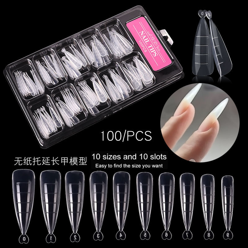 100 db Gyorsan építő körömforma tippek Köröm Kettős Formák Ujjhosszabbító Köröm Art UV Extend Gel Finger Stiletto Nails