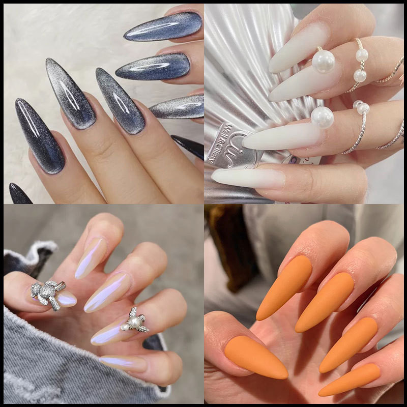 100 db Gyorsan építő körömforma tippek Köröm Kettős Formák Ujjhosszabbító Köröm Art UV Extend Gel Finger Stiletto Nails