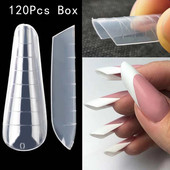 120 db-os doboz Dual Forms Build Nail Poly Extend Gel Tools Orosz Mandula Felső Forma Penész Köröm Tippek Teljes fedő Újrahasználható köröm manikűr