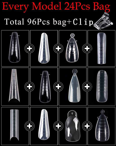 Clear Dual Forms Nail System Quick Extension Poly Nail Gel Fake Tips Akril vegyes formák Felső formák formák