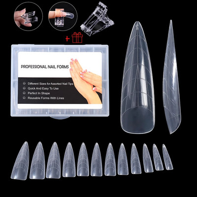 TP 5/120 DB Kettős formájú ujjpolimer UV gél gyors építési hosszabbító forma hamis köröm akril dekoráció Art tűsarkú felső formák