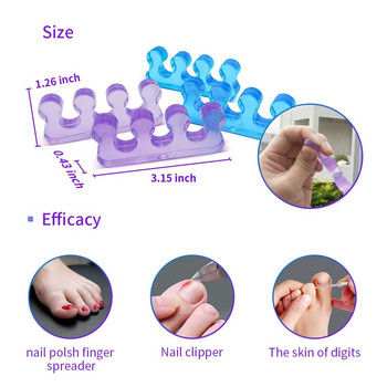 2 бр. (1 чифт) Мек силиконов разделител за пръстите на краката Мек силикон 5 цвята Гъвкави разделители за пръстите на краката за лак за нокти Инструменти за педикюр
