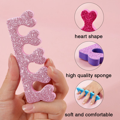 8 τεμ./Πακέτο Nail Art Sponge Finger Separator Toes Separator Sponge with Glitter Powder Επαγγελματικά εργαλεία για νύχια μανικιούρ πεντικιούρ