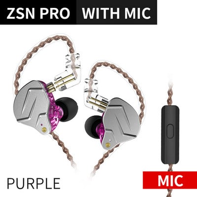 KZ ZSN Pro Metalne slušalice 1BA+1DD Hibridna tehnologija HIFI Bass Earbuds In Ear Monitor Slušalice Sportske slušalice s poništavanjem buke
