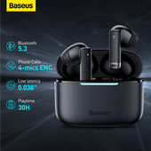 Ασύρματο ακουστικό Baseus Bowie E9 Bluetooth 5.3 με 4 μικρόφωνα ENC True Wireless Headphone Noise Cancelling Gaming Sport HiFi Earbud