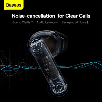 Ασύρματο ακουστικό Baseus Bowie E9 Bluetooth 5.3 με 4 μικρόφωνα ENC True Wireless Headphone Noise Cancelling Gaming Sport HiFi Earbud