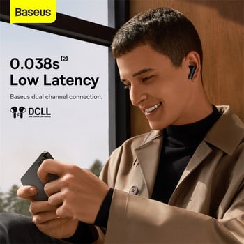 Ασύρματο ακουστικό Baseus Bowie E9 Bluetooth 5.3 με 4 μικρόφωνα ENC True Wireless Headphone Noise Cancelling Gaming Sport HiFi Earbud