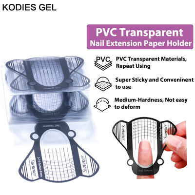 KODIES GEL 20/100 gab PVC nagu formas dubultās formas uzgaļi akrila poli UV gēla pagarinājuma nagu mākslas uzlīme franču manikīra veidņu turētājs
