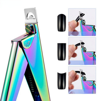 Неръждаема стомана UV гел фалшиви върхове за нокти Тример Машинка за подстригване Edge Cutter Nail Art Manicure U Word Rainbow Gold Silver Инструменти