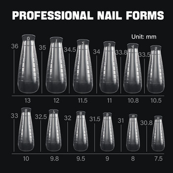 120Pcs Φόρμες Νυχιών French Coffin False Nail Tips for Poly UV Gel Quick Building Extension Mold Πλαστική φόρμα για νύχια