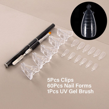 120/60Pcs Poly Extension Gel Dual Nail Form Coffin Nails Clear DIY Ballerina Fake Nails Tips Πλήρες κάλυμμα επάνω φόρμες καλούπι