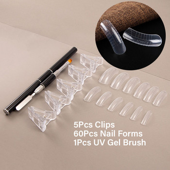 120/60Pcs Poly Extension Gel Dual Nail Form Coffin Nails Clear DIY Ballerina Fake Nails Tips Πλήρες κάλυμμα επάνω φόρμες καλούπι