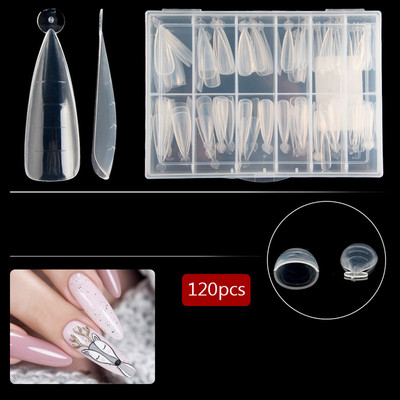 120/60 kom Savjeti za nokte Kalup za brzu ugradnju dvostrukog oblika za umjetne nokte Prozirni alati za višekratnu upotrebu za manikuru za produžavanje Gel Nail Art