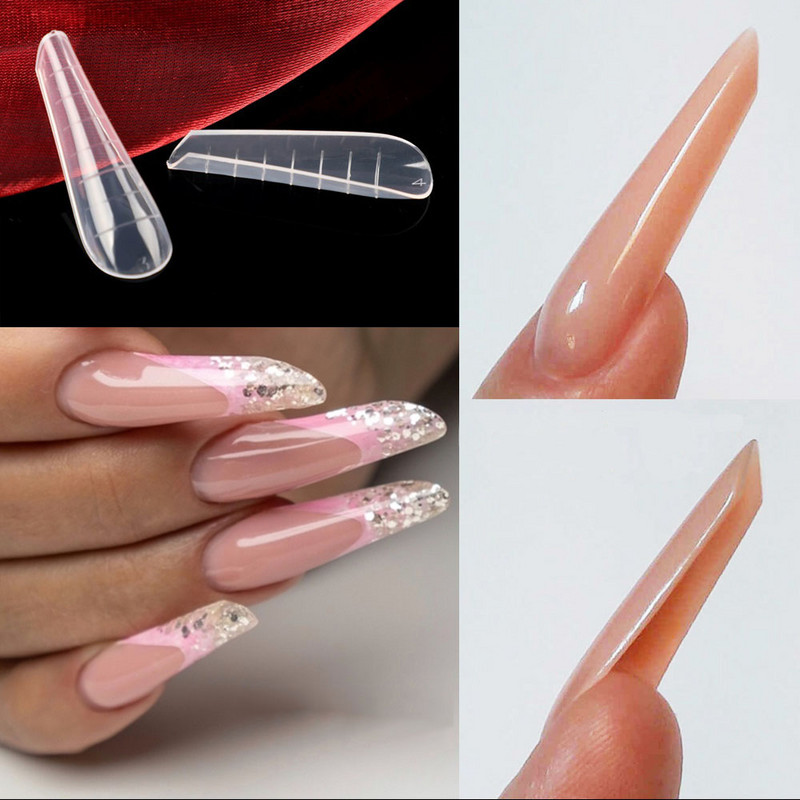120/60 kom Savjeti za nokte Kalup za brzu ugradnju dvostrukog oblika za umjetne nokte Prozirni alati za višekratnu upotrebu za manikuru za produžavanje Gel Nail Art