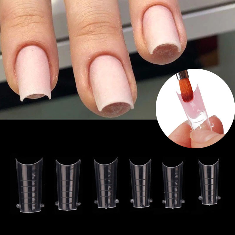 120/60 kom Savjeti za nokte Kalup za brzu ugradnju dvostrukog oblika za umjetne nokte Prozirni alati za višekratnu upotrebu za manikuru za produžavanje Gel Nail Art
