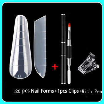 False Nail DIY Nails Salon Tip Ακρυλικό Διαφανές Dual Forms Form Nail For Extension Tips Capsule Stiletto Half Cover Fake Nail