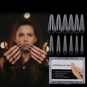 120db/készlet Műköröm formák Forma Négyzet Stiletto Tips Sharp End Stilettos Fake Nail UV gél manikűr Könnyen alkalmazható szalon hosszabbító