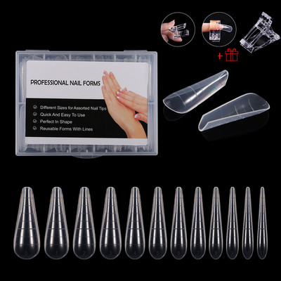 120db/készlet Műköröm formák Forma Négyzet Stiletto Tips Sharp End Stilettos Fake Nail UV gél manikűr Könnyen alkalmazható szalon hosszabbító