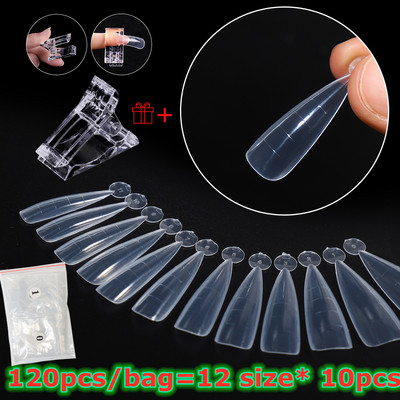 120db/készlet Műköröm formák Forma Négyzet Stiletto Tips Sharp End Stilettos Fake Nail UV gél manikűr Könnyen alkalmazható szalon hosszabbító