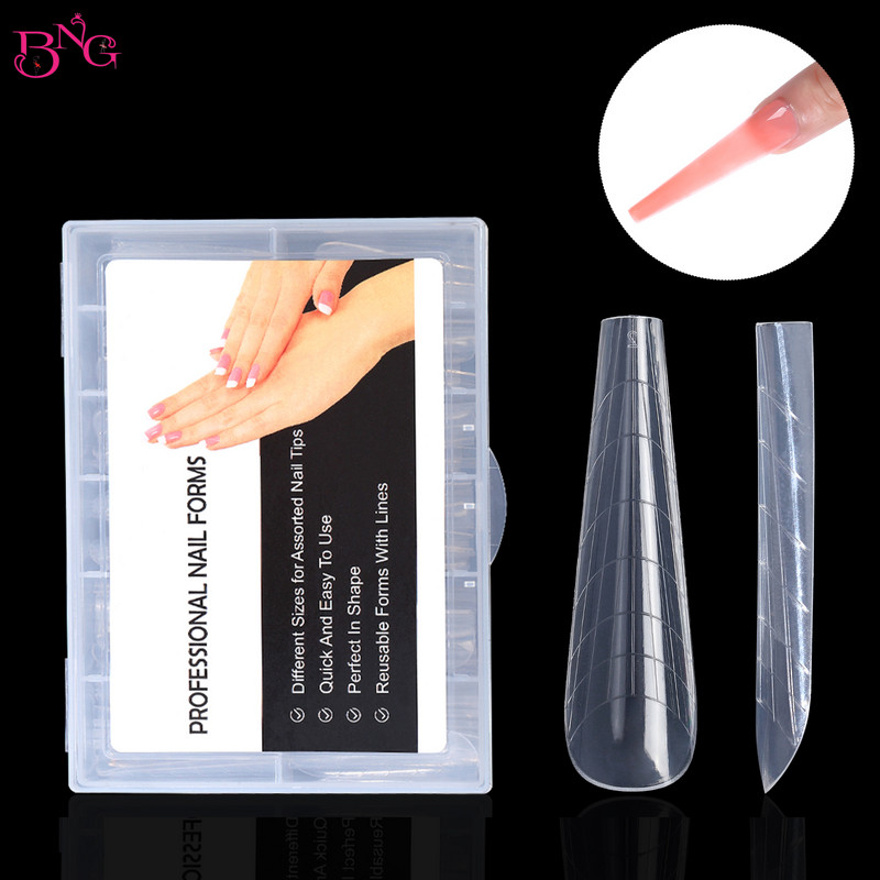 120db/készlet Műköröm formák Forma Négyzet Stiletto Tips Sharp End Stilettos Fake Nail UV gél manikűr Könnyen alkalmazható szalon hosszabbító