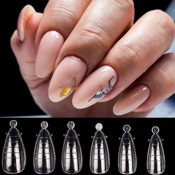 Poly Extension Gel Dual Nail Form Coffin Top From Tips Mold Full Cover Fake Nails Clear Ballerina Upper Forms Tip Manicures Tool