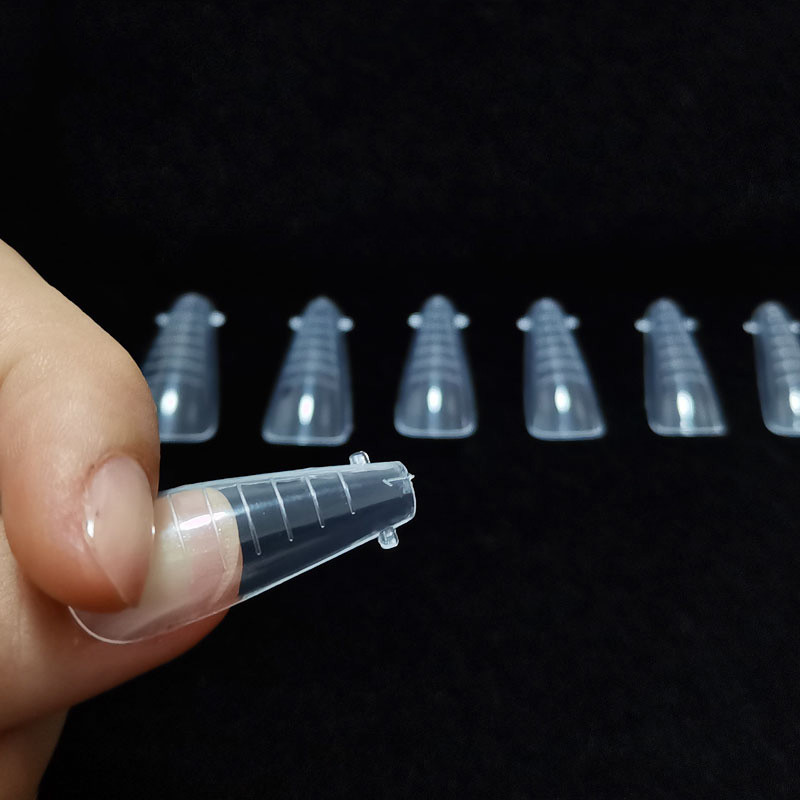 Gel de extensie din polietilenă dublă formă de unghii sicriu partea superioară din vârfuri matriță acoperire completă unghii false balerină transparentă forme superioare vârf instrument de manichiură