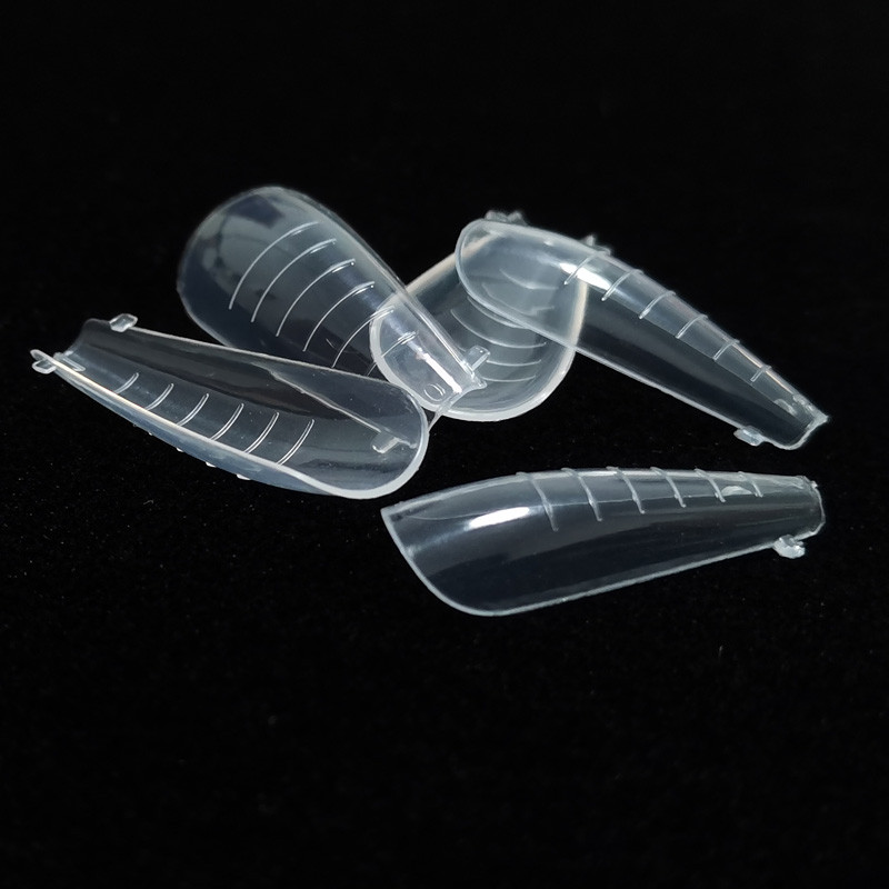 Gel de extensie din polietilenă dublă formă de unghii sicriu partea superioară din vârfuri matriță acoperire completă unghii false balerină transparentă forme superioare vârf instrument de manichiură