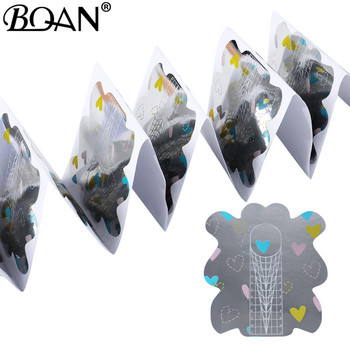 BQAN 100pcs Rhombus/Stiletto Nail Forms Acrylic Nails UV Gel Οδηγός επέκτασης νυχιών Αυτοκόλλητες φόρμες για προέκταση