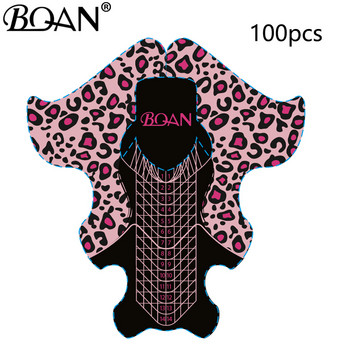 BQAN 100pcs Rhombus/Stiletto Nail Forms Acrylic Nails UV Gel Οδηγός επέκτασης νυχιών Αυτοκόλλητες φόρμες για προέκταση