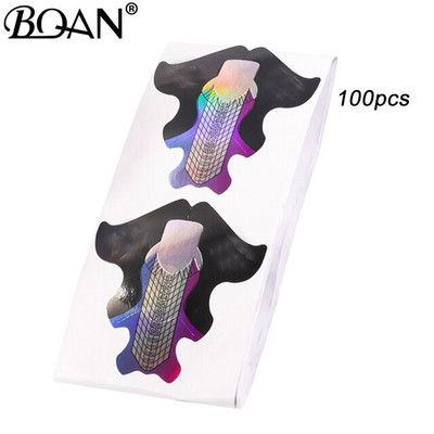BQAN 100db Rombusz/Stiletto körömformák akril körmök UV gél körömhosszabbítási útmutató Öntapadó matrica formák hosszabbításhoz