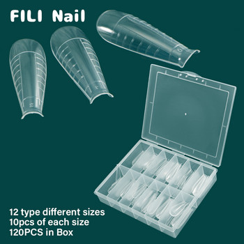 FILI 120PCS/BOX Горна форма с две форми за поли UV гел Бързо изграждащи се форми за удължаване на ноктите Акрилна форма за фалшиви нокти