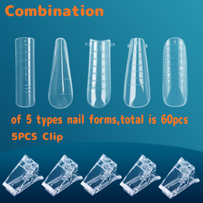 Dual Nail Form Coffin Build Nokti Top Form UV Gel Extended False Tips for Nail Extension Arched Top Forms Quick Building Kalup
