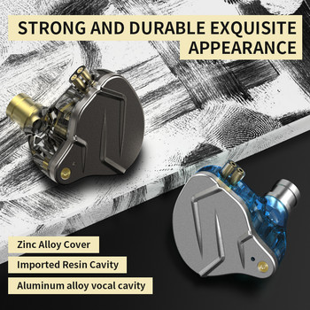KZ ZSN Pro Ακουστικά In Ear Υβριδική τεχνολογία 1BA+1DD HIFI Bass Metal Earbuds Αθλητικά Ακουστικά Ακύρωσης Θορύβου