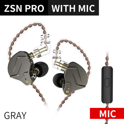 KZ ZSN Pro In Ear slušalice Hibridna tehnologija 1BA+1DD HIFI Bass Metalne slušalice Sportske slušalice s poništavanjem buke Monitor