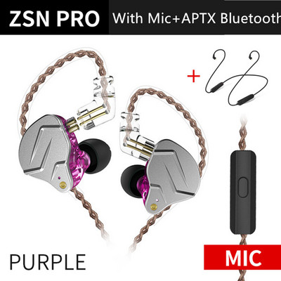 KZ ZSN Pro In Ear slušalice Hibridna tehnologija 1BA+1DD HIFI Bass Metalne slušalice Sportske slušalice s poništavanjem buke Monitor