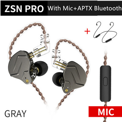 KZ ZSN Pro In Ear slušalice Hibridna tehnologija 1BA+1DD HIFI Bass Metalne slušalice Sportske slušalice s poništavanjem buke Monitor