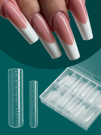 120PCS/BOX Форми за нокти Акрилни горни форми Мухъл Двойни форми Система за удължаване на ноктите за бързо изграждане Поли UV гел Горна форма