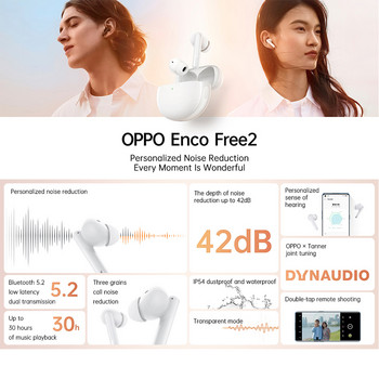 OPPO ENCO Free 2 2i TWS слушалка Безжична Bluetooth 5.2 Слушалки Активно шумопотискане Безжична слушалка с 3 микрофона за Find X5 Pro
