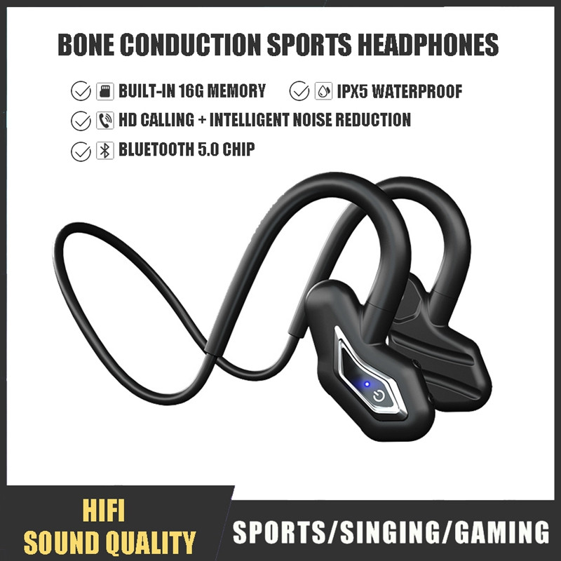 Ακουστικά Bone Conduction Ενσωματωμένη μνήμη 16G MP3 Music Hanging Ear Sports Ασύρματα ακουστικά Bluetooth με μικρόφωνο για παιχνίδια