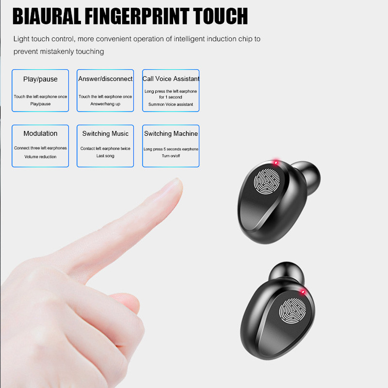 TWS Bluetooth slušalice s mikrofonom Kontrola dodirom Bežične slušalice HIFI Mini In-ear Earbuds Sport Running Headsets HD Call