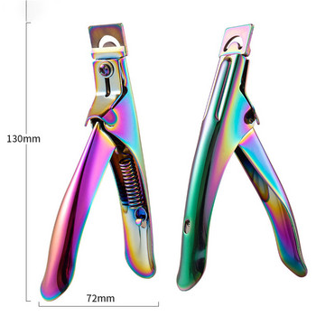 LOOTAAN 1Pc Ножици за нокти Кръгли U-образни ножици Многоцветни неръждаеми стомани Професионални инструменти за удължаване на нокти Маникюр Изкуство