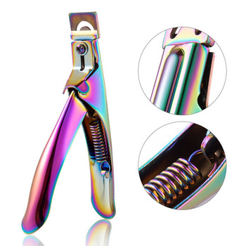 LOOTAAN 1Pc Ножици за нокти Кръгли U-образни ножици Многоцветни неръждаеми стомани Професионални инструменти за удължаване на нокти Маникюр Изкуство