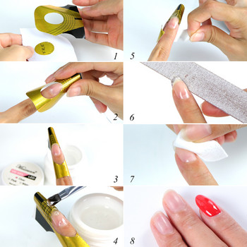 50 бр./компл. Hot Fashion Golden U-образна форма за нокти Art Tip Extension Forms Guide за френски акрилен UV гел за нокти SANJ071