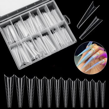 100/120Pcs Kit Plastic Curve False Nails Art Dual Form French Tips Gel Extension Mode Ακρυλικό Σετ αξεσουάρ εργαλείων μανικιούρ