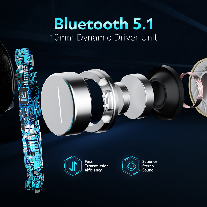 Bezdrôtové Bluetooth slúchadlá QCY HT03 V5.1 TWS slúchadlá s potlačením hluku ANC+ENC so 4Mic hernými slúchadlami HD slúchadlá na volanie