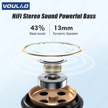 VOULAO Ασύρματα ακουστικά TWS Αθλητικά Bluetooth Ακουστικά HiFi Stereo Earbud Μείωση θορύβου Earhook Αδιάβροχο ακουστικό με μικρόφωνο